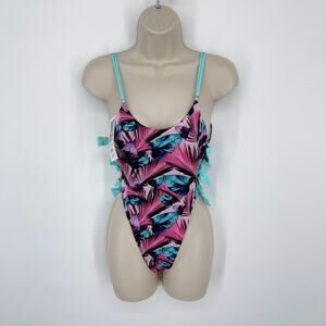 Mapalé Caribbean Nights One Piece Swimsuit NEW Sz S Aqua Reversible Tropical
